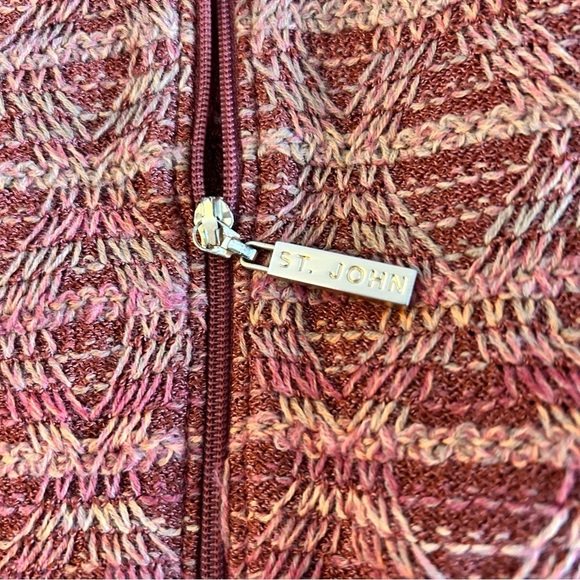 St. John Orange Geometric Santana 3D Knit Zip Up Sweater Jacket Size 2 - Picture 5 of 15